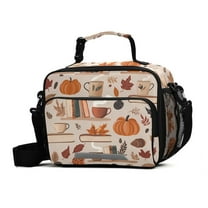 FORMRS Student Lunch Bag Insulated Reusable Cooler Box with Zipper Pockets, Fall Acorns Pattern