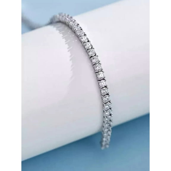 JALASH ONLINE Tennis Bracelet Round Cut Lab Created Diamond 14K White Gold Plated