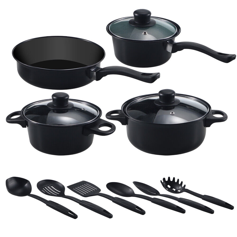 JahyElec Black 13 Piece Cookware Set Nonstick Pots Pans Home Kitchen