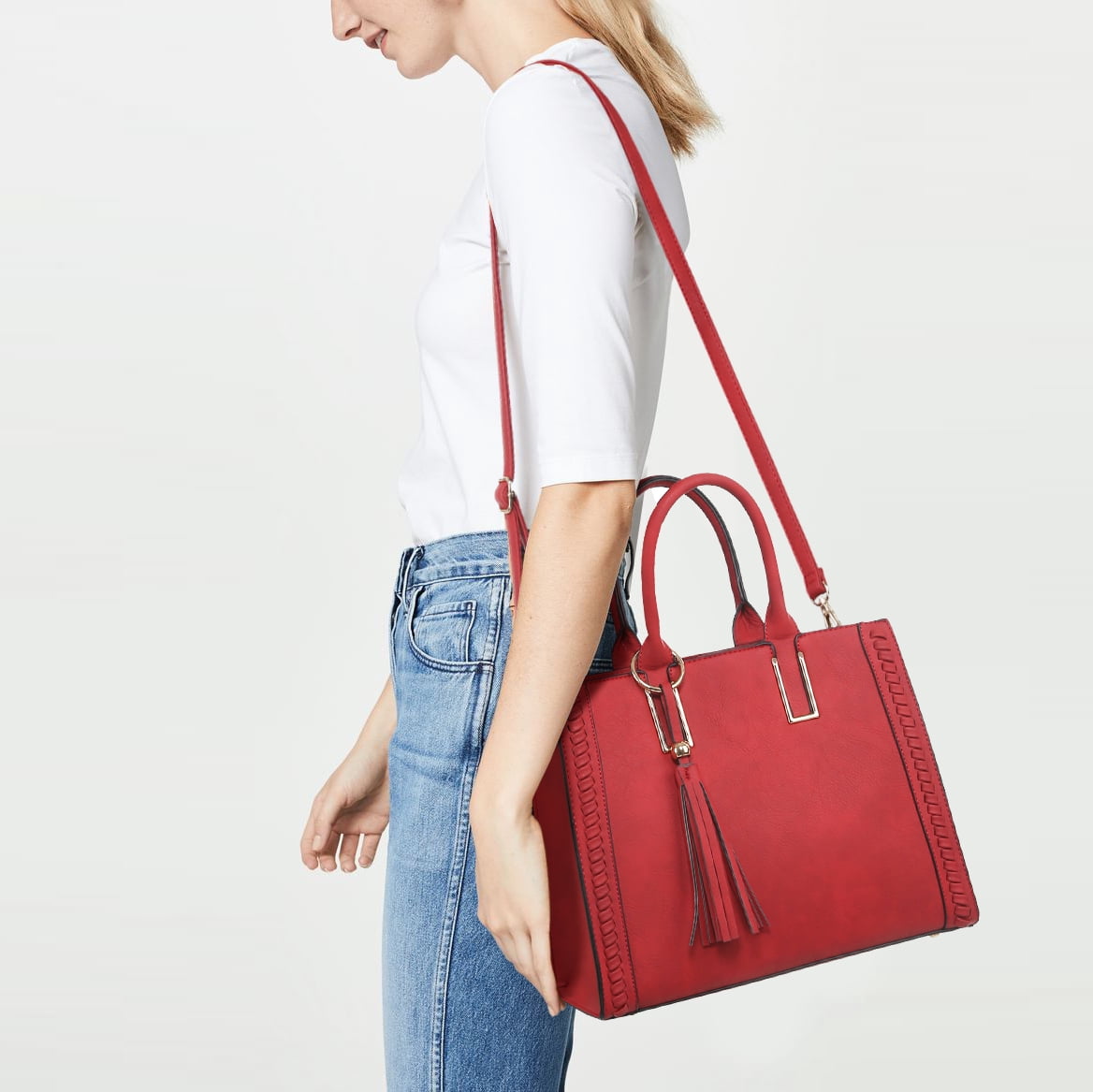 Dasein Women Satchel Handbags Vegan Leather Purses Tassel Shoulder Bags Work Tote for Ladies with Long Strap