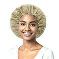 thumbnail image 1 of Gorros de Ducha Únicos Bargains Gorro de Dormir con Bandas Elásticas Ajustables Bonetes de Seda Transpirables Reducir el Encrespamiento Mantener el Estilo de Cabello Albaricoque Medio, 1 of 1