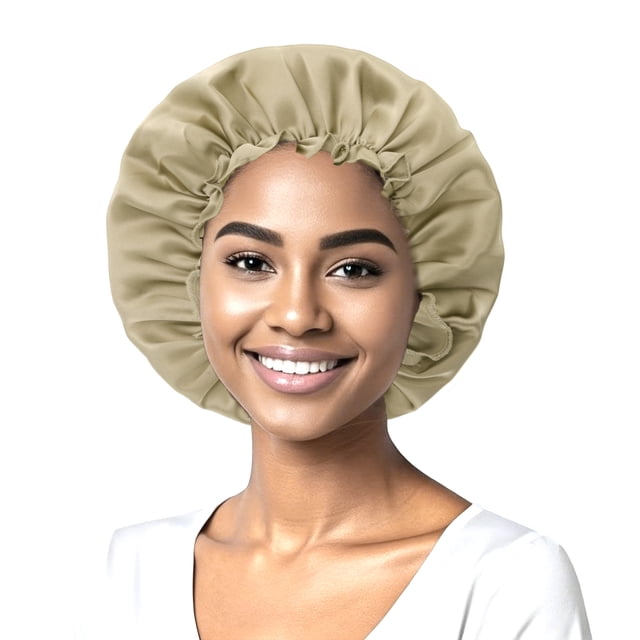 Gorros de Ducha Únicos Bargains Gorro de Dormir con Bandas Elásticas Ajustables Bonetes de Seda Transpirables Reducir el Encrespamiento Mantener el Estilo de Cabello Albaricoque Medio