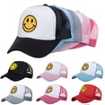 thumbnail image 2 of New Fashion Smile Face Embroidery Baseball Caps Summer Breathable Mesh Snapback Cap for Men Women Shaded Sun Trucker Hats55-60cm Gao Jinjia LED, 2 of 2