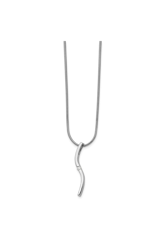 White Sterling Silver necklace Snake Diamond 18 in 1 mm