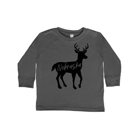 

Inktastic Nebraska Black Deer Silhouette Gift Toddler Boy or Toddler Girl Long Sleeve T-Shirt