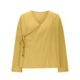thumbnail image 5 of Shirts for Women Hanten Cardigan Long Sleeve Wrap Front Cotton Linen Retro Costume Irregular Shirt Tops XL, 5 of 6