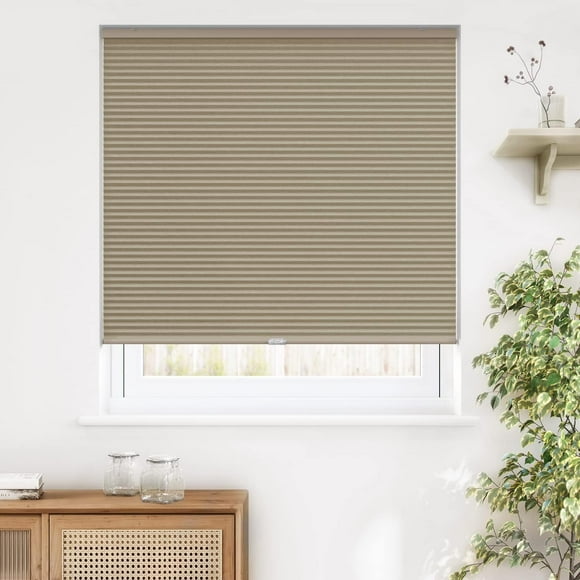 ZZDEW Cordless Cellular Shades, Blackout Room Darkening Custom Cut to Size Honeycomb Shades Pleated Blinds for Windows, Taupe Blackout-taupe Custom Size