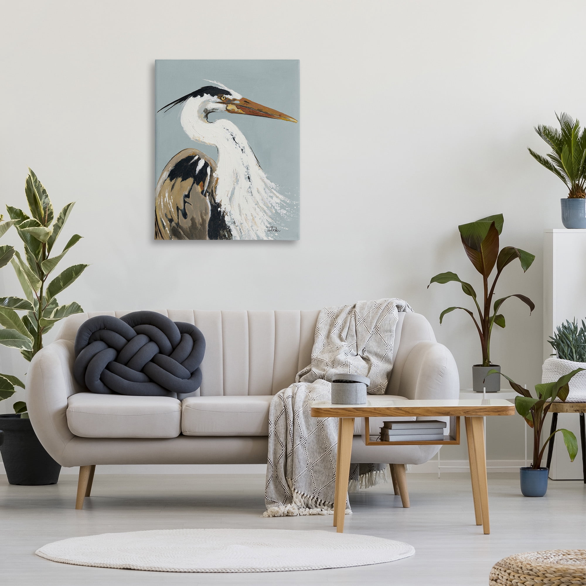 Stupell Industries Heron Looking Right Animals & Insects Painting Gallery Wrapped Canvas Art Print Wall Art, 30 x 40