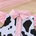 thumbnail image 6 of Michellecmm  Girl Summer Outfit Cow Print Flying Sleeve Tops Denim Overalls Skirt, 6 of 9