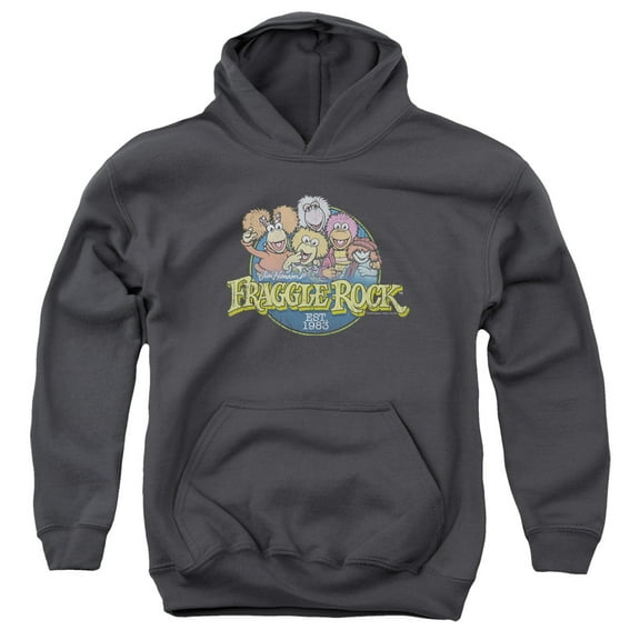 Fraggle Rock Circle Logo Youth Pullover Hoodie Sweatshirt Charcoal