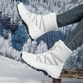 thumbnail image 6 of XIMIN Men's Winter Snow Boots Lace Up Mid Calf Warm Waterproof Outdoor Shoes Thick Rubber Sole Non-Slip Hiking Boots Velvet Hiking Comfortable Fashion Ankle Boots, 6 of 7