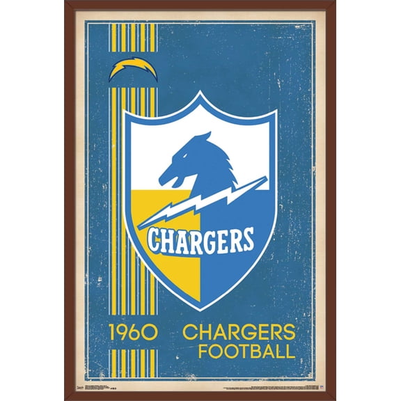 NFL Los Angeles Chargers - Retro Logo 17 Wall Poster, 22.375" x 34", Framed