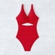 thumbnail image 2 of Traje de Baño de Color Sólido de las Mujeres, Nuevo Hueco Fuera una Pieza para la Playa Y la Piscina, Traje de Baño de Nylon Retro, Traje de Baño Casual Sexy, 2 of 9