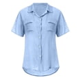 thumbnail image 5 of Camiseta de algodón de manga corta con cuello en V sólido informal elegante para mujer OAVQHLG3B Store  lin121212, 5 of 5