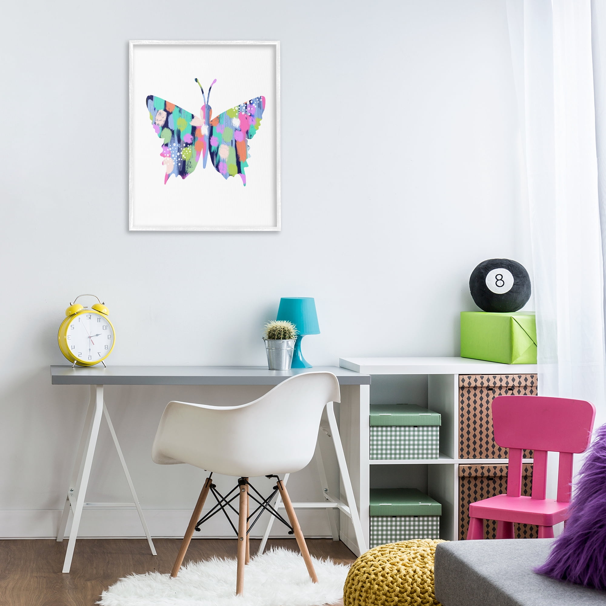 Stupell Industries Pastel Patterned Butterfly Animals & Insects Painting White Framed Art Print Wall Art, 24 x 30