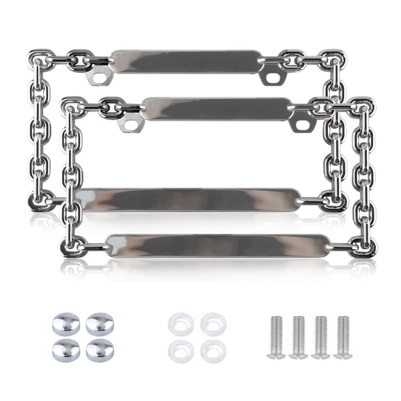 KINGWOLF 2Pack Car License Plate Frame Chain Accented Tough
