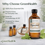 Peppermint Essential Oil 4 fl oz | 100% Pure Natural Aromatherapy Oil with 3 Droppers - GreenHealth