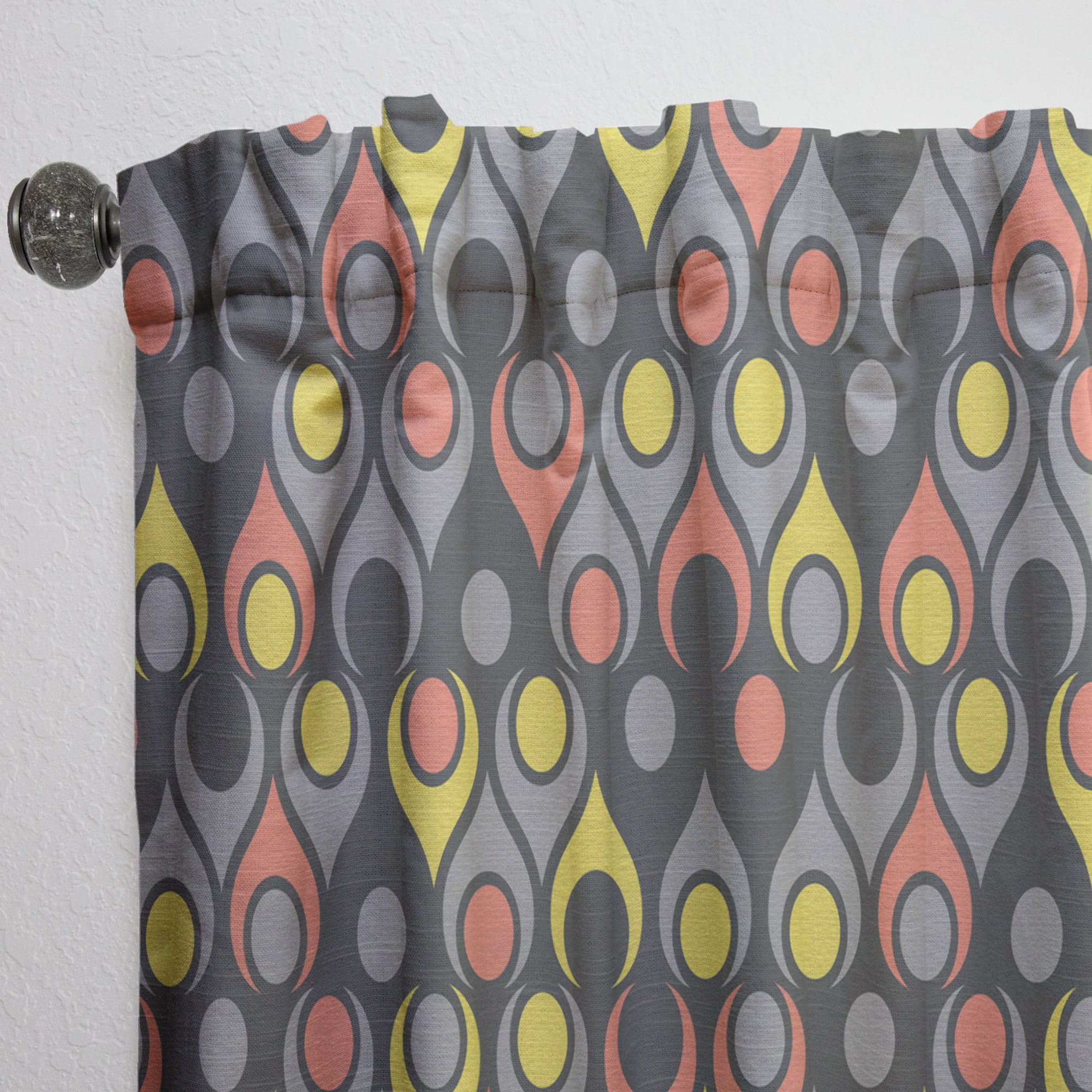 Designart 'Abstract Retro Drops I' Mid-Century Modern Curtain Panel