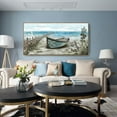 thumbnail image 3 of HFDF Extra Large Wall Art for Living Room Coastal Décor Rustic Rowboat Canvas Print Big Beach Themed Painting Seagull Vintage Boat Sea Bird Artwork Oversized Blue Teal Seaside Ocean 10x8inch Framed, 3 of 6