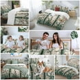 thumbnail image 6 of Retro Window Flowering Duvet Cover Set Queen Size Green Floral Leaf Butterflies Soft Lightweight Comforter Covers 4 Piece Bedding Set with 1 Duvet Cover 1 Bed Sheet & 2 Pillow Shams, 6 of 8