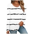 thumbnail image 2 of KIHOUT 2024 Summer Plus Size Womens Casual Tops Shirts Round Neck Stripe Printed Blouses for Women Fashion Long Sleeve Graphic Tunic Tees, 2 of 4
