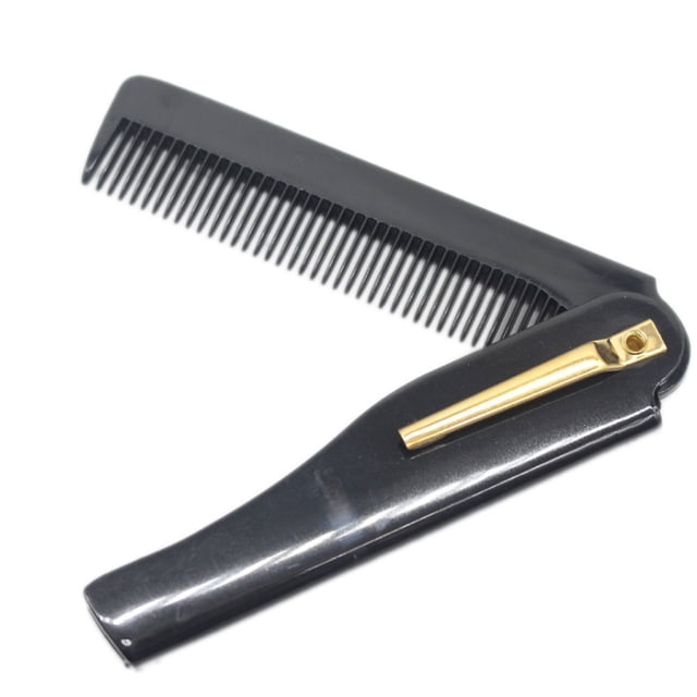Soidarity 1 ud./2 uds. Clip de bolsillo plegable para hombres, peines portátiles de plástico para la cabeza y la barba, peine ligero para viaje de Cuidado del cabello negro+plata 1 PC Soidarity MR4438-02