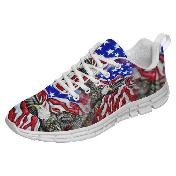 Patriotic American Eagle Shoes for Men Women Running Sneakers Breathable Casual Sport Tennis Shoes White Size 3.5