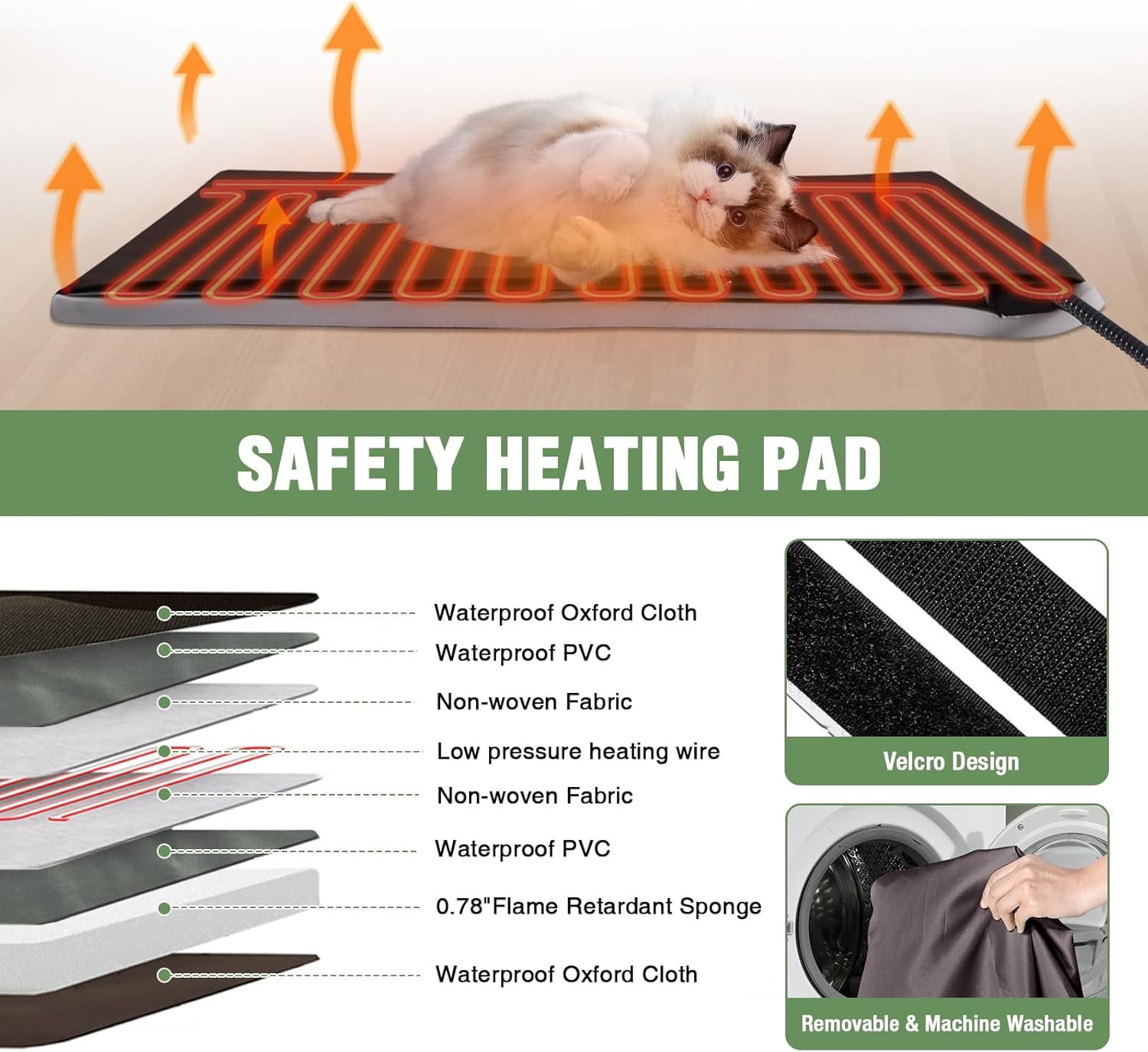 MEDEHOO Heated Outdoor Cat House with Heating Pad, Weatherproof Cat Shelter, Feral Cat House with Insulated Liner for Keep Warm in Winter