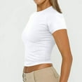 thumbnail image 6 of LISTHA Womens Summer Crop Tops Short Sleeve Summer Slim Fit Crew Neck Shirt Going Out Basic Y2k Cropped T Shirts White XL, 6 of 7