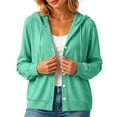 thumbnail image 2 of CHGBMOK Women's Plus Size Hooded Cardigan Lightweight Button Down Cardigan Long Sleeve Soft Knit Sweater Jacket, 2 of 9