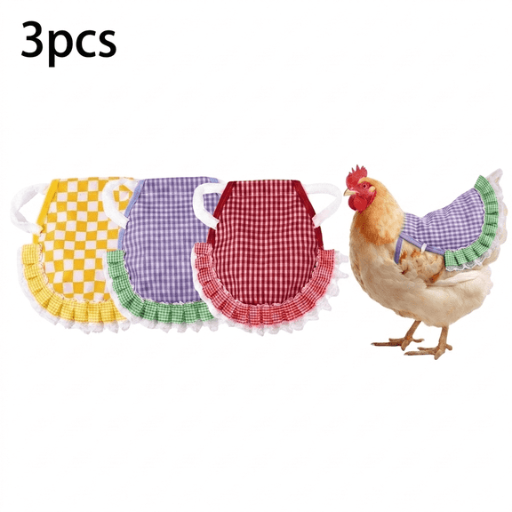 ROSEXIXI Chicken Saddle For Hens 3 Pcs Double Layered Hen Saddles For Protection Plaid Lace Hen Apron Adjustable Chicken Supplies For Feather Regrowth Back Protection And Nesting Accessories