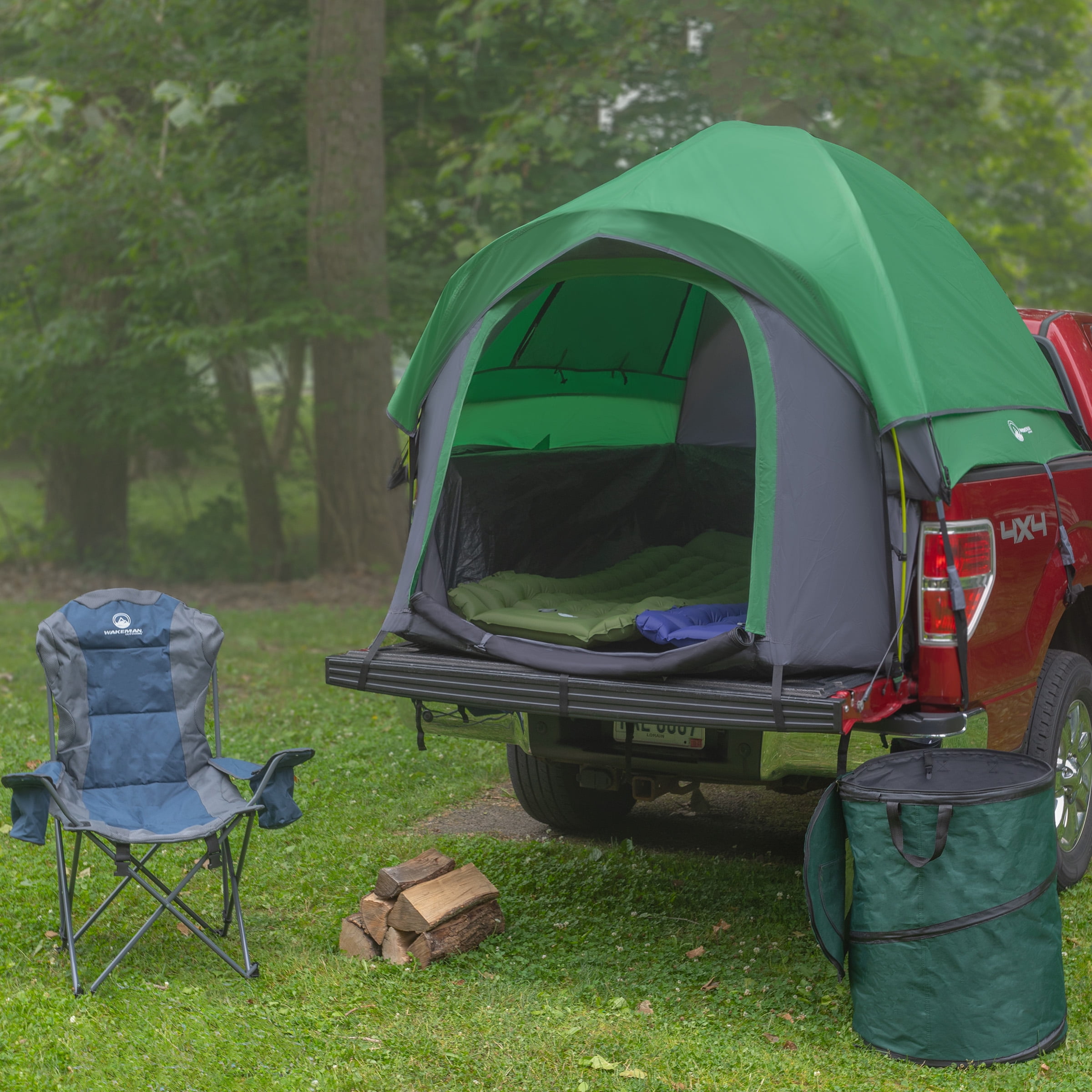 Wakeman Outdoors Water-Resistant Truck Bed Tent for 2-Person, Green, Fits 5.5-6 ft Truck Beds