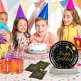 thumbnail image 4 of 100PCS Birthday Party Supplies Black and Gold Tableware Set Serves 25, Happy Birthday Paper Plates with Napkins and Plastic Forks for Men Women Kids Birthday Party Decorations, 4 of 7