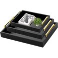 thumbnail image 1 of ZXNYH Black Decorative Trays for Coffee Table MDF Large Ottoman Tray for Living Room Bathroom Coffee Bar Decor Modern Tray with Gold Handles (Black, 3), 1 of 7