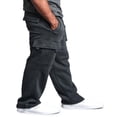 thumbnail image 2 of Men Fleece Sweatpants Cargo Trousers Drawstring Athletic Gym Workout Running Pants with Pocket Black XL, 2 of 5