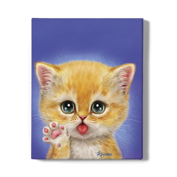 Greeting Cat. Wrapped Canvas  -Kayomi Harai Designs,