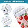 thumbnail image 5 of 40 oz Tumbler with Handle Lid and Straw Insulated Water Tumbler Stainless Steel Water Cup Mug Bottle Reusable Cup Holder Friendly Red Strawberry, 5 of 6