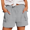 thumbnail image 2 of Beach Shorts for Women Summer Casual Lightweight Elastic Waist Wide Leg Loose Athletic Shorts with Pockets, 2 of 5