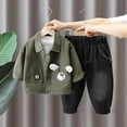 thumbnail image 2 of Odeerbi 6M-3Y Infant Boys Outfits Long Sleeve T-Shirt Cargo Jacket Jeans Set Handsome Casual Three-piece Suit Infant Boys Clothes, 2 of 4