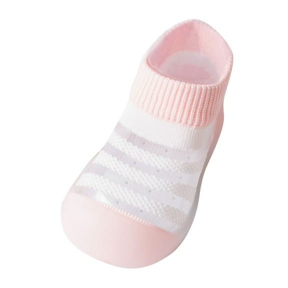 Kids Socks, Kids Toddler Boys Girls Summer Striped Breathable Soft Sole Rubber Shoes Socks Slipper Anklet 5-36 Months, Baby Non Grip Ankle Socks(Pink,18-24 Months)