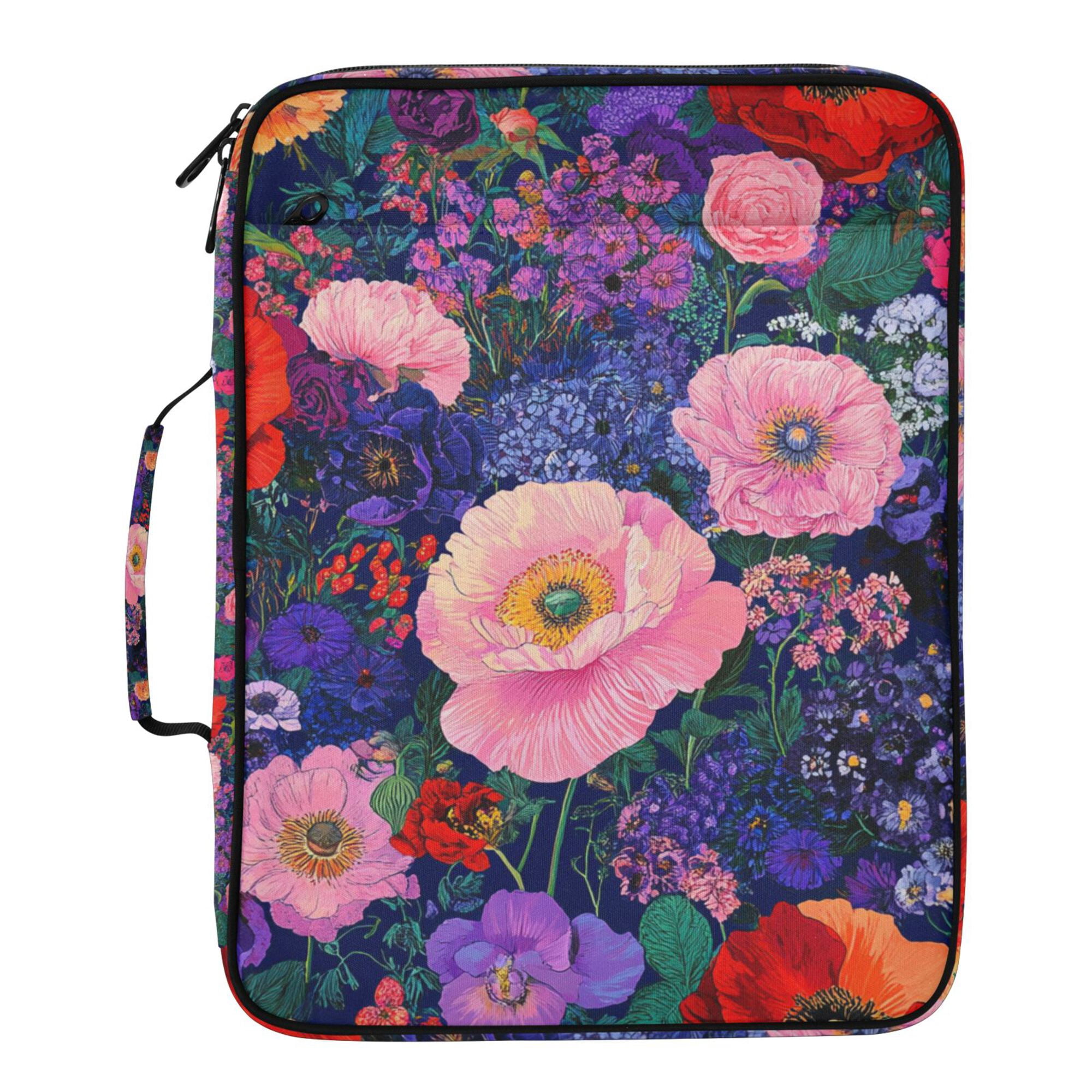 FORMRS Accordion File Folder A4 Size 7-Pocket Expanding Document Organizer Bag with 3 Ring Binder, Beautiful Floral Pattern