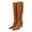 Brown, variant on FSJ Women Classic Sqaure Toe Mid Heel Knee High Boots Crystal Chunky Heel Half Zip Modern Tall Boots Solid Fall Winter Shoes Size 10.5 Brown