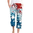 thumbnail image 2 of QATAINLAV Womens 4th of July Straight Leg Capris Pants Independence Day Patriotic Linen Capri Pant Summer Casual Drawstring Cropped Trousers with Pockets Hot Pink XXL Lightning Sale, 2 of 5
