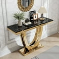 thumbnail image 6 of 47" Modern Faux Marble Console Table, Rectangular Top & Double U-Shaped Stainless Steel Base, Narrow Entryway Table for Entrance, Hallway, Foyer, or Living Room, 6 of 7