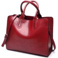 thumbnail image 1 of LHSHID Women Fashion Tote Handbags Lightweight PU Leather Satchel Shoulder Bags Retro Oil Wax Handle Purse, 1 of 7