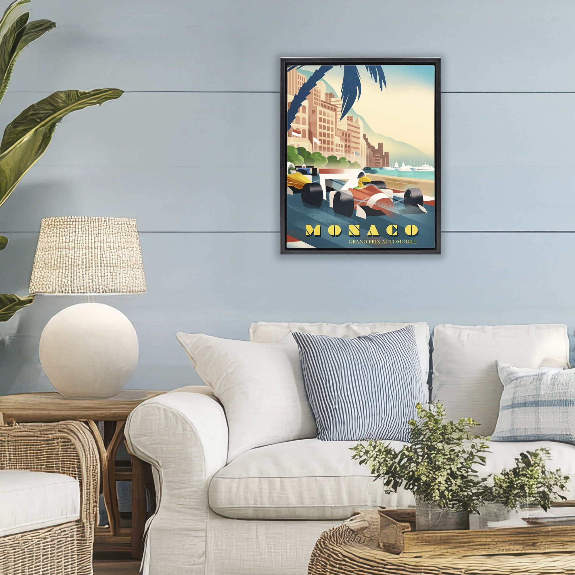 Stupell Industries Monaco Grand Prix Racing Black Framed Floater Canvas Wall Art, design by Martin Wickstrom
