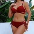 thumbnail image 4 of Bzhegqhd Womens Bikini Sets Sexy Two Piece,Women Solid Color Sexy Backless Strap Bikini Swimsuit,, 4 of 7
