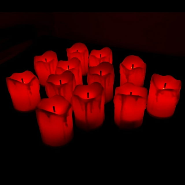 12 Pack Red Tea Light Candles,LED Tea lights,Flameless Votives