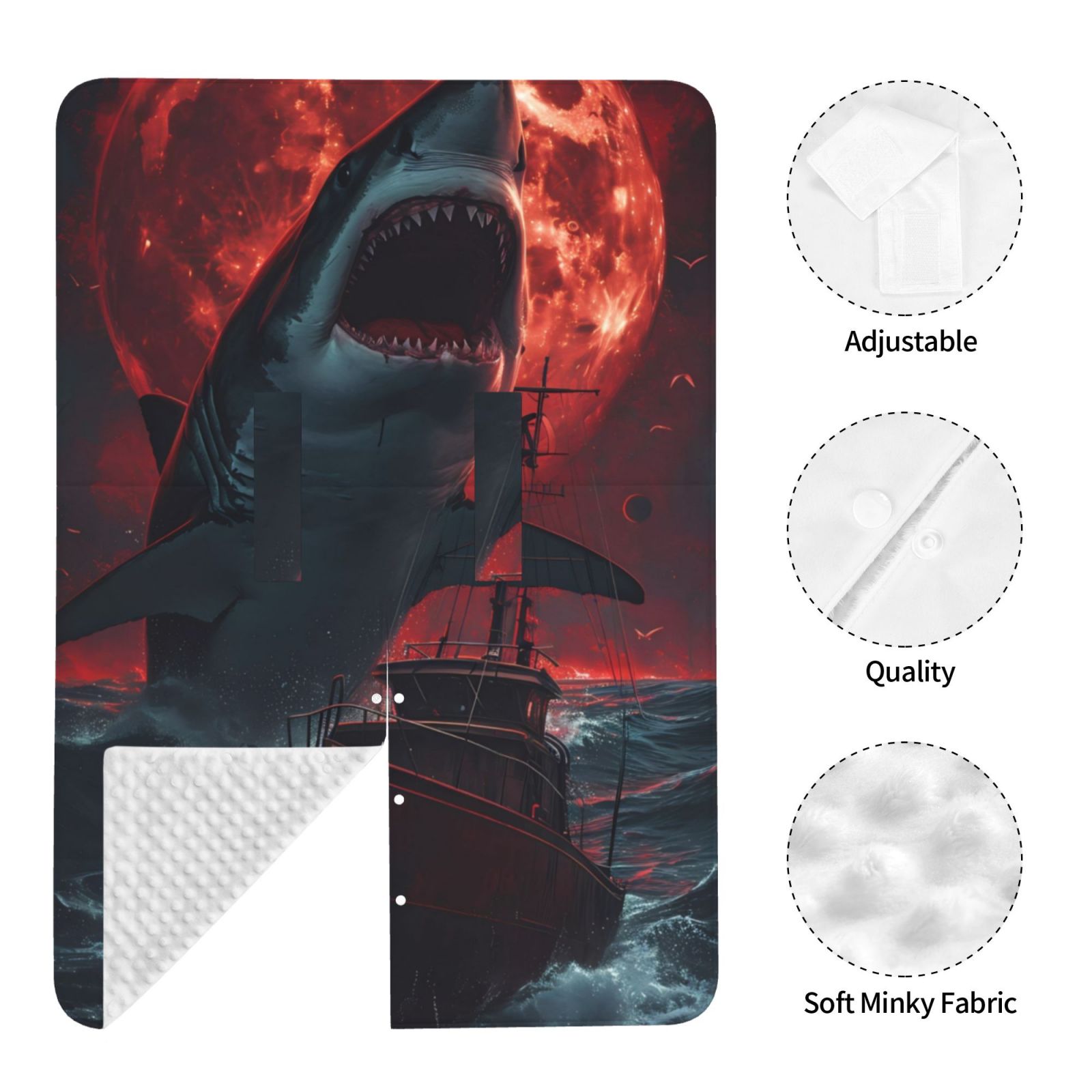 Naloa Red Moon Shark Sailboat Baby Car Seat Cover, Breathable Baby Carrier Cover, Multiuse Baby Carrier Cover & Nursing Breastfeeding Cover