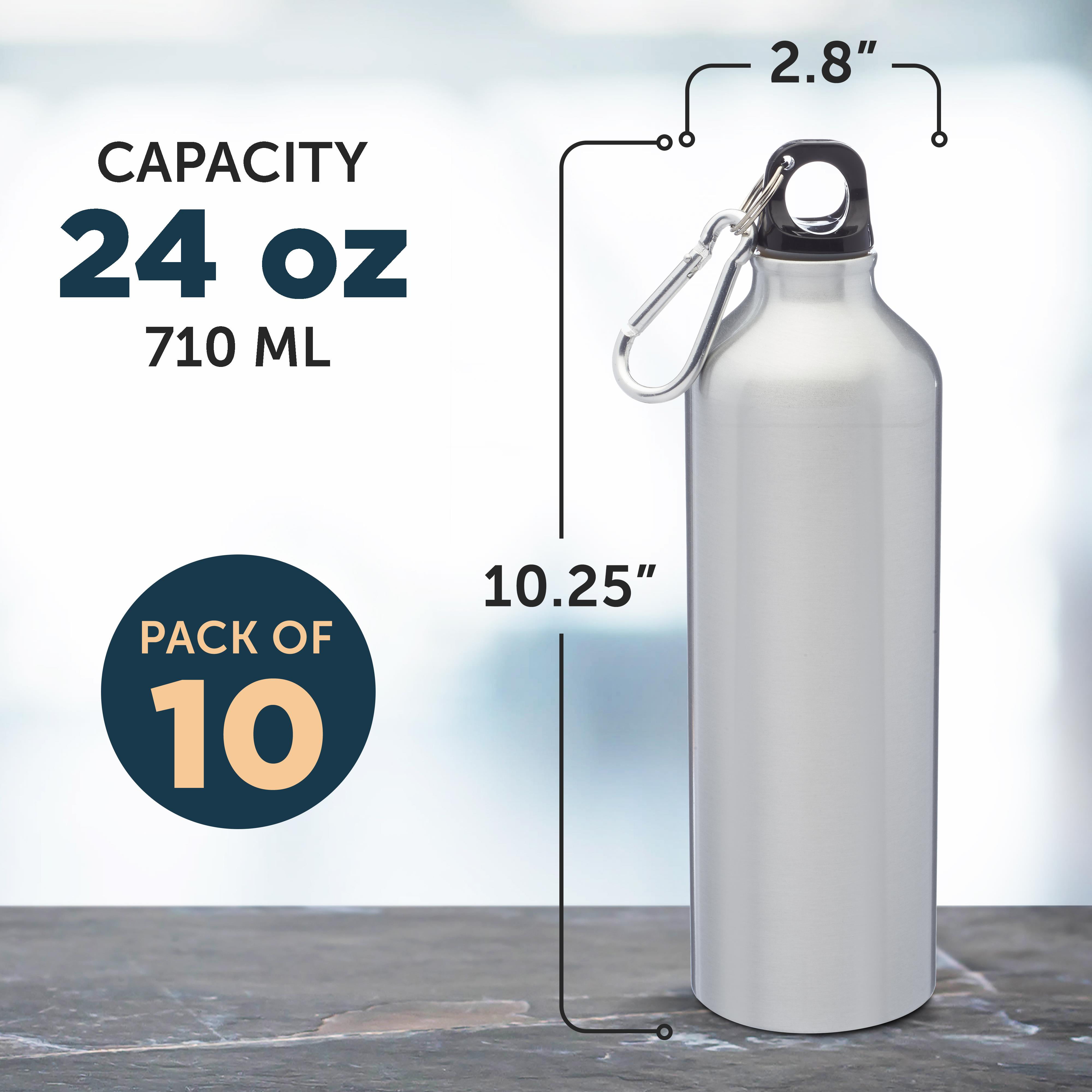 DISCOUNT PROMOS Aluminum Water Bottles 20 oz. Set of 10, Bulk Pack -  Perfect for Gym, Hiking, and Any Indoor/Outdoor Activities - White в 2023 г